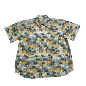 Roundtree & Yorke Hawaiian Shirt Mens XL Cars Surfing Floral Button Up